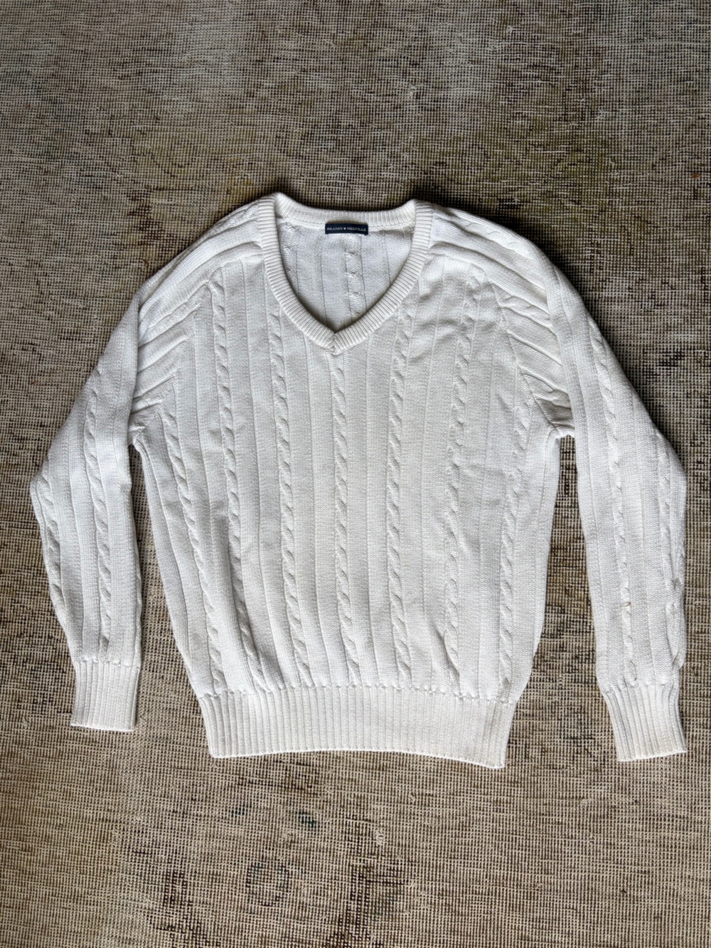 Brandy Melville Women's Cable Crewneck Sweater - White